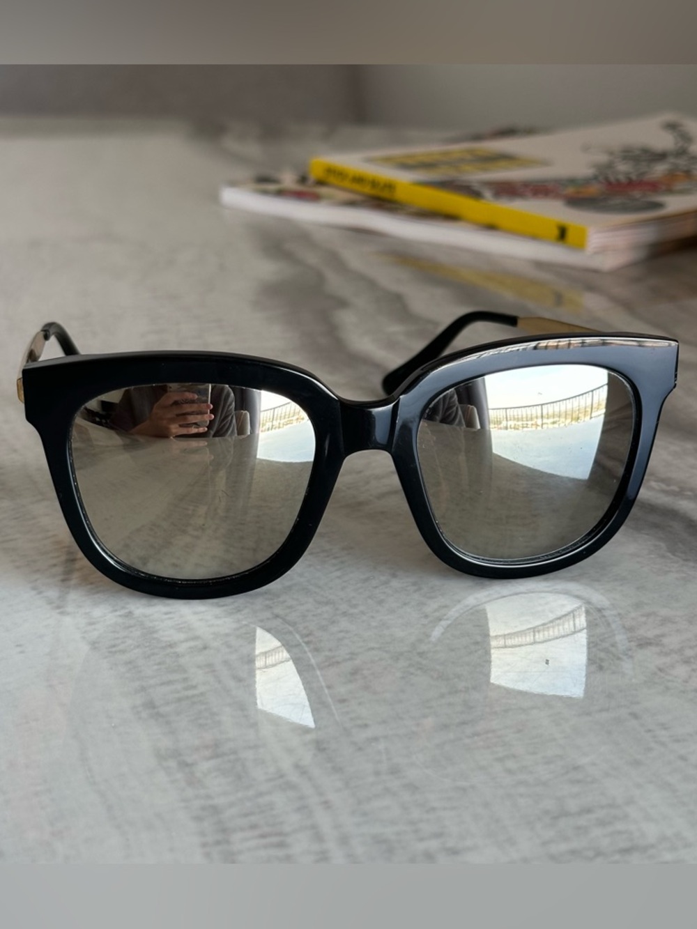 Gentle Monster Absente Black Gold Oversized Cat Eye Sunglasses